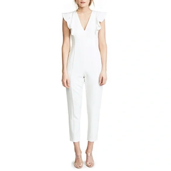 Black Halo Deklyn White Jumpsuit size 6